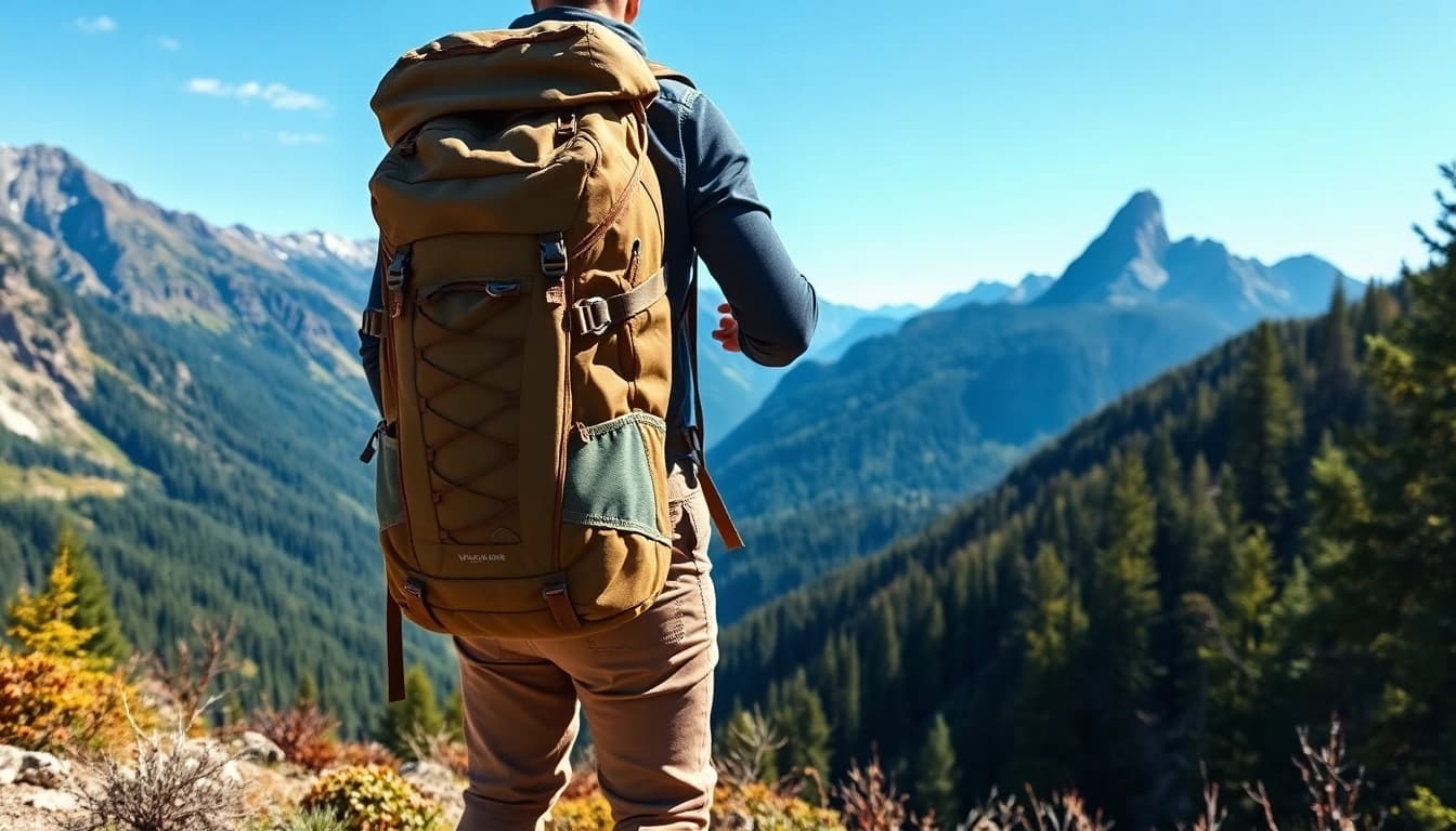 Hiker using the best mountain backpacks for hiking on a scenic mountain trail.
