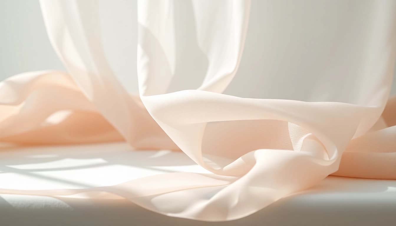 Chiffon stof elegant gepresenteerd, benadrukt de delicate textuur van het materiaal.