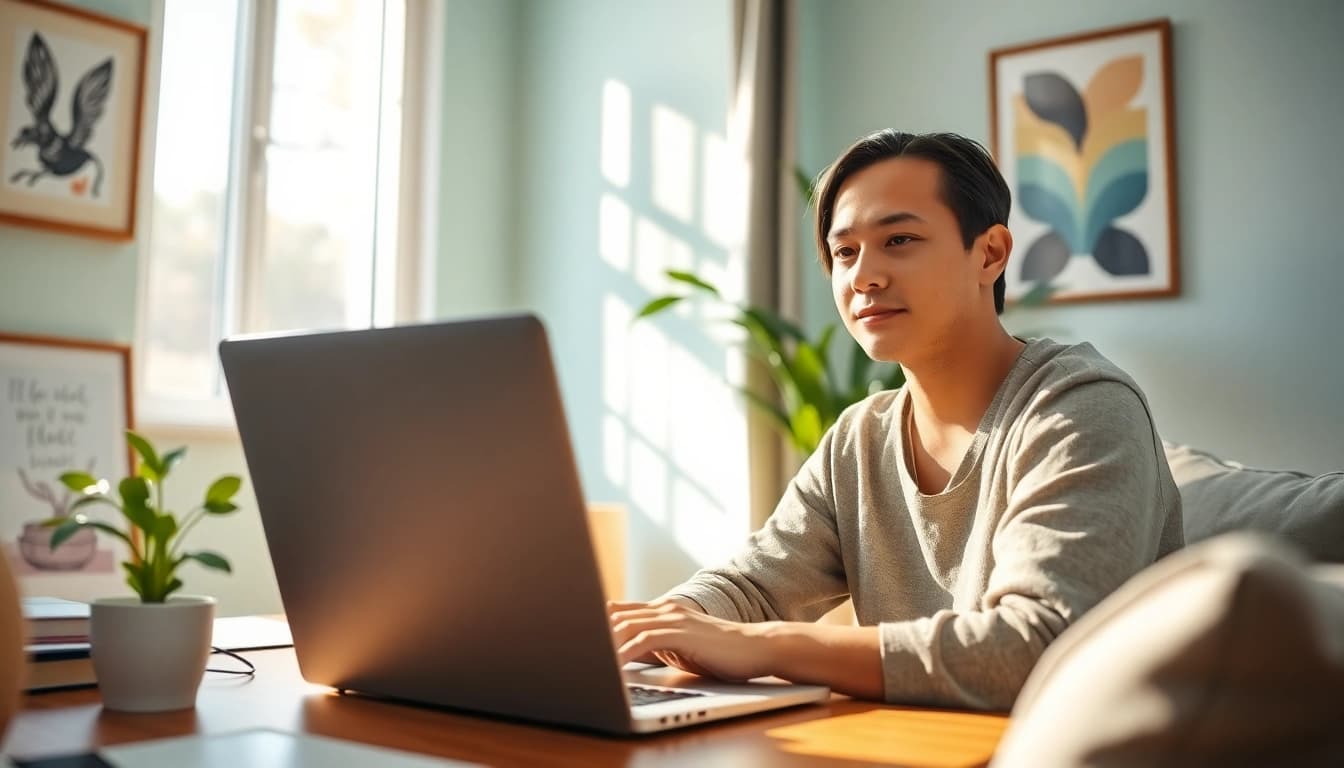 Enhance content monetization for creators through a focused professional in a cozy workspace.