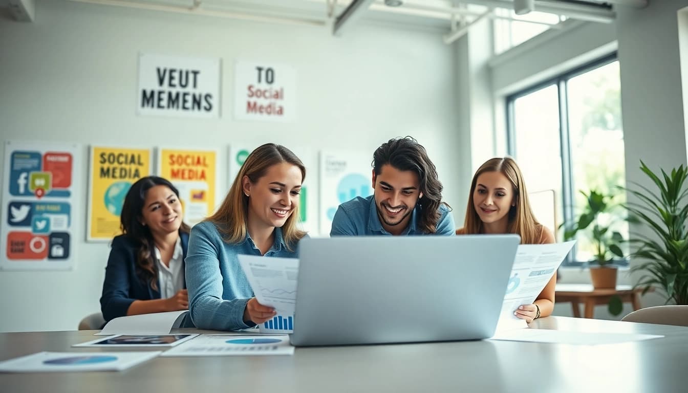 Analyze tiktok smm panel strategies with professionals in a modern office.
