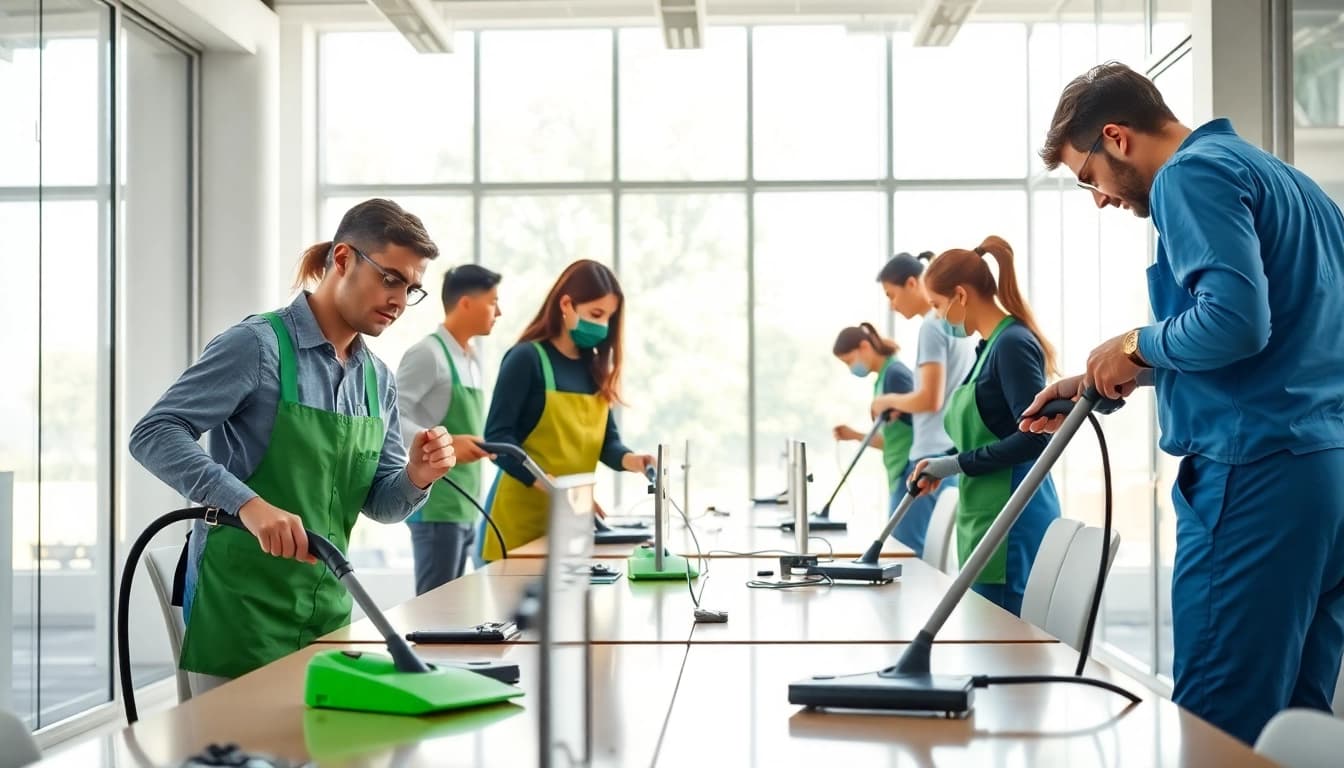 Cleaning services near me provided by a professional team in a modern office setting.