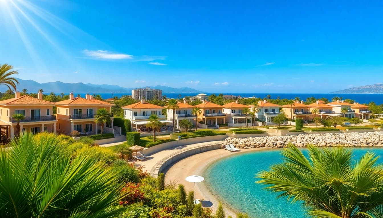 Stunning view of properties for sale in Alanya showcasing luxurious villas and coastal scenery.