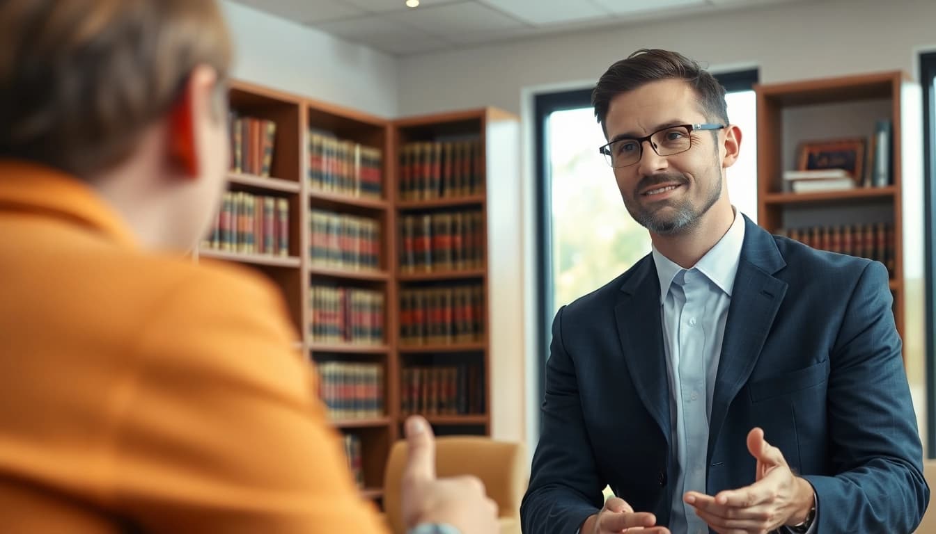 Engaging San Antonio truck accident lawyer consulting with a client in a professional setting.