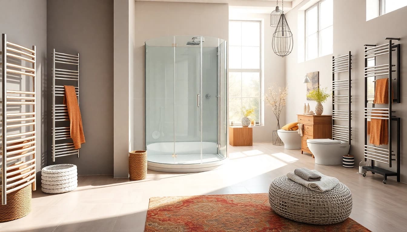 Stilvolle Sonni sanitär Produkte in einem eleganten Badezimmer arrangiert.