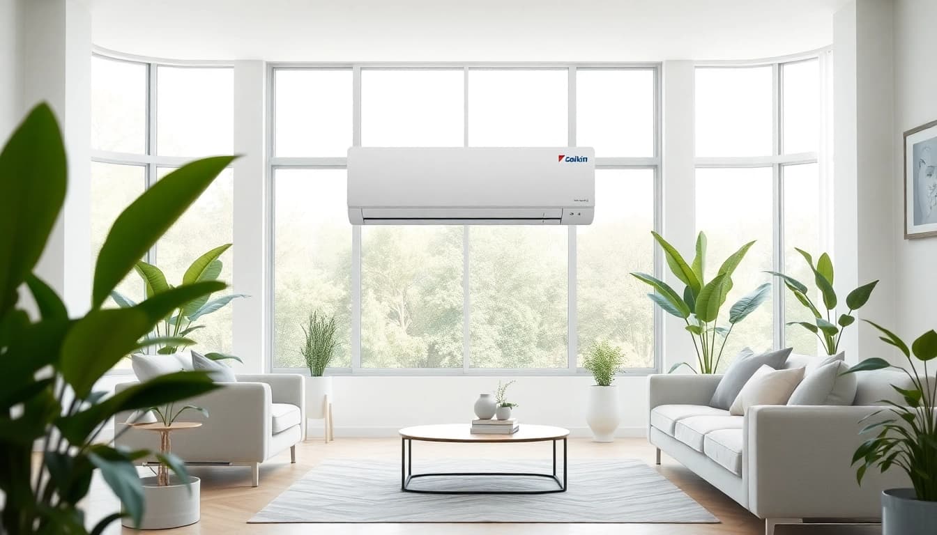 Install a Daikin mini split AC for efficient cooling in a modern living room.