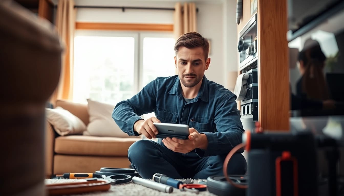 Expert providing heating repair north salem in a welcoming home environment, showcasing professional HVAC services.