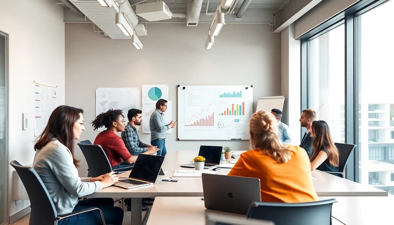 Opracowywanie strategii SEO i marketingu rankingo w nowoczesnym biurze.