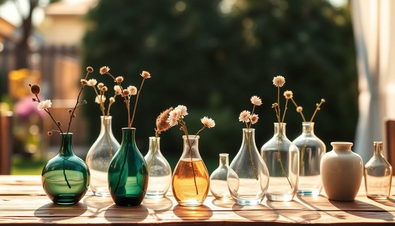 Beautiful array of bud vases showcasing style and elegance with decorative floral arrangements.