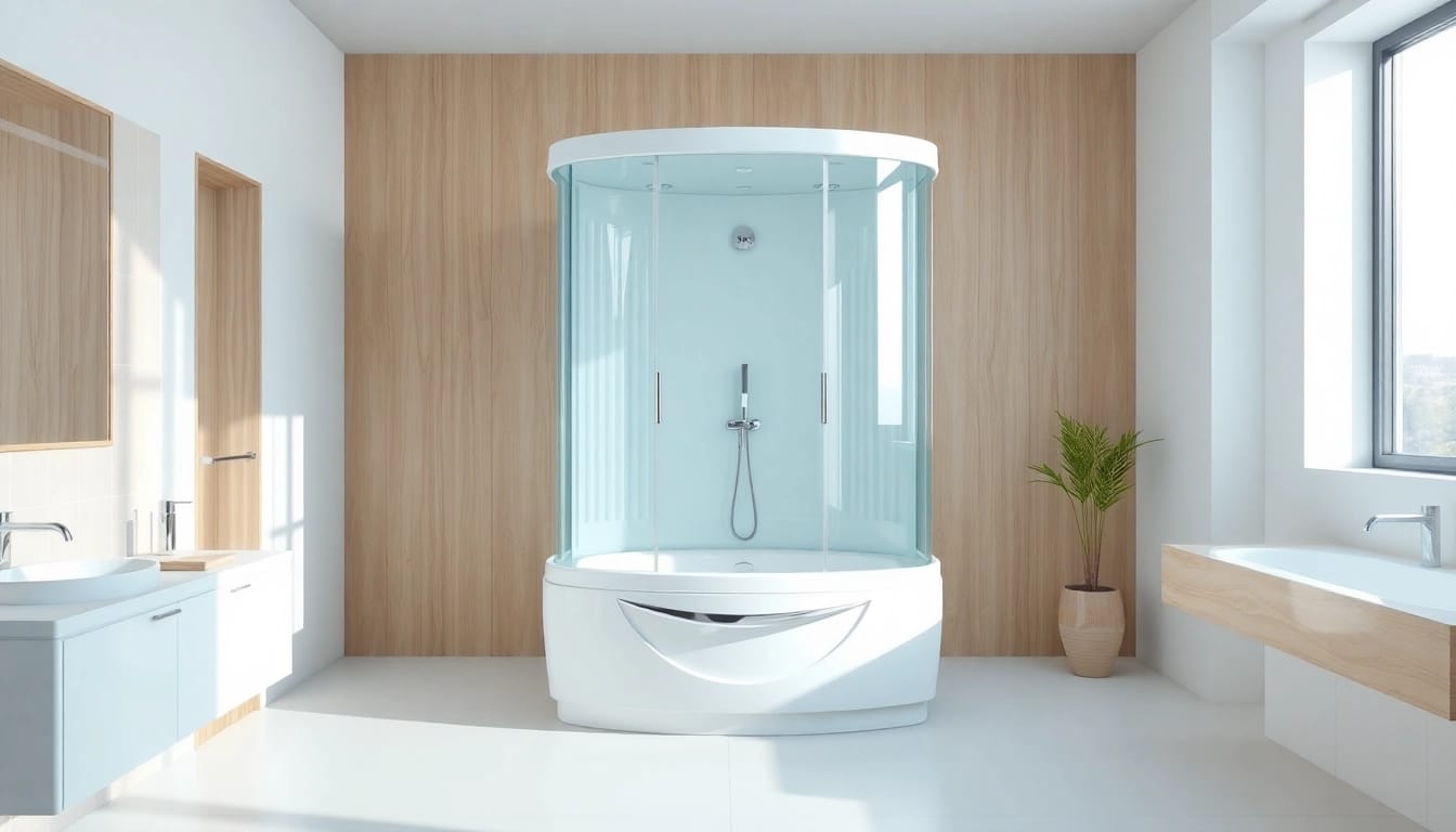 Erleben Sie die sonni Duschkabine in einem eleganten, modernen Badezimmer mit stilvollen Akzenten.
