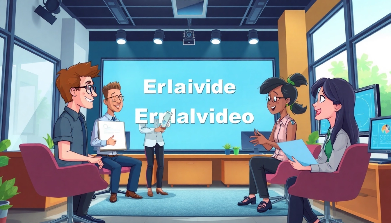 Erklärvideo erstellen mit kreativen Charakteren in einem dynamischen Studio-Setting.