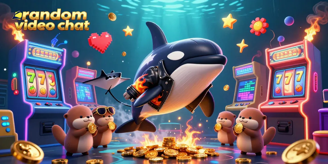 Experience engaging random video chat sessions with lively sea characters in a casino-themed scene.