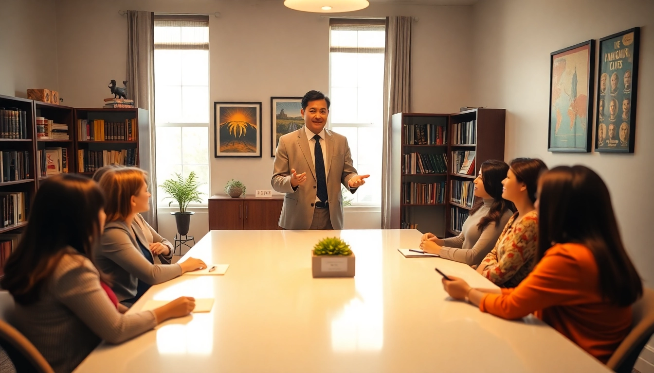 Virginia Immigration Lawyer engaging with clients in a friendly office environment.
