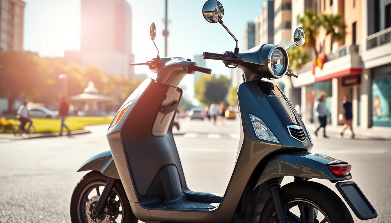 Fahren mit einem 50ccm Roller durch eine lebendige Stadt mit strahlendem Sonnenschein.