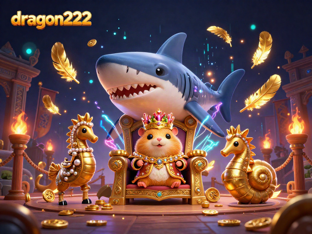 Experience thrilling gameplay with dragon222, featuring a fierce golden hamster king in an electrifying casino arena.