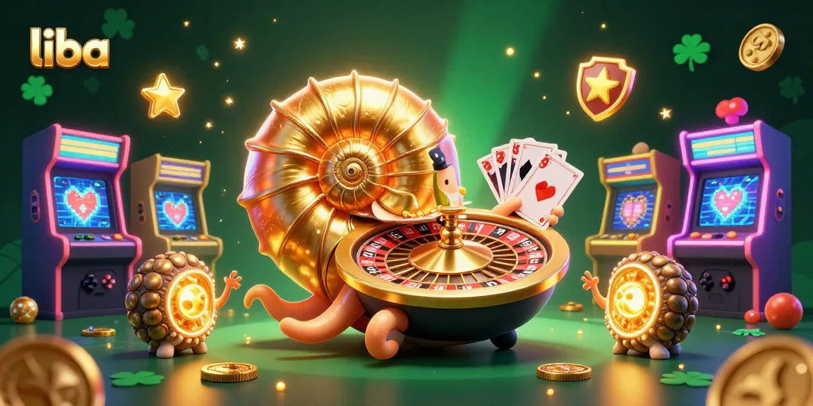 Engage with top credit card casinos at liba, featuring vibrant casino gaming elements and characters.