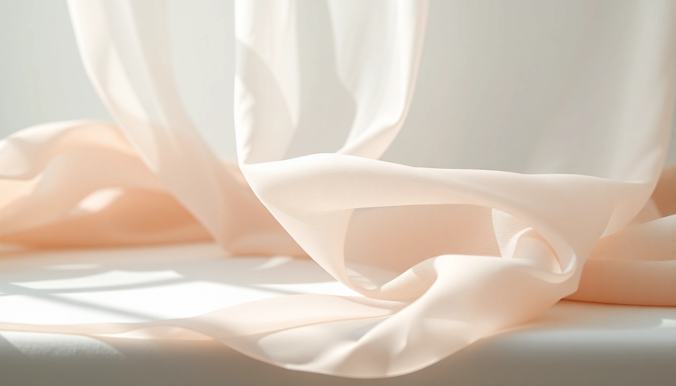 Chiffon stof elegant gepresenteerd, benadrukt de delicate textuur van het materiaal.