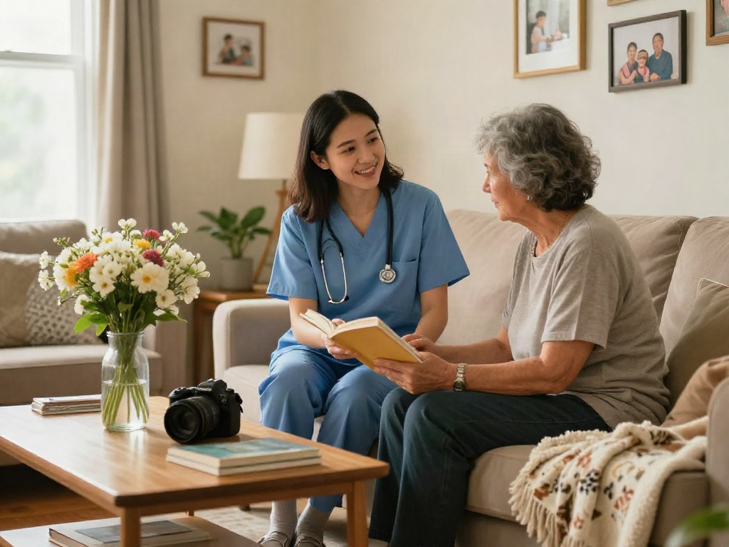Bonus new member receiving compassionate home care amid a warm, inviting atmosphere.