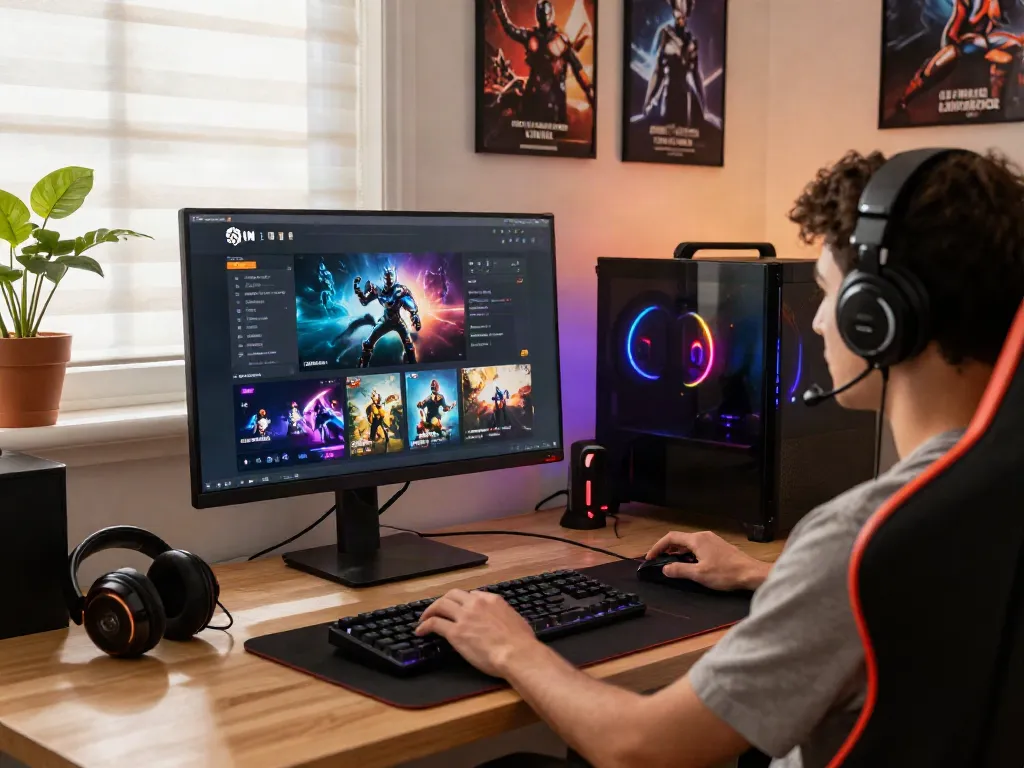Exciting online gaming experience on DJARUMBOS platform with colorful UI and accessories.