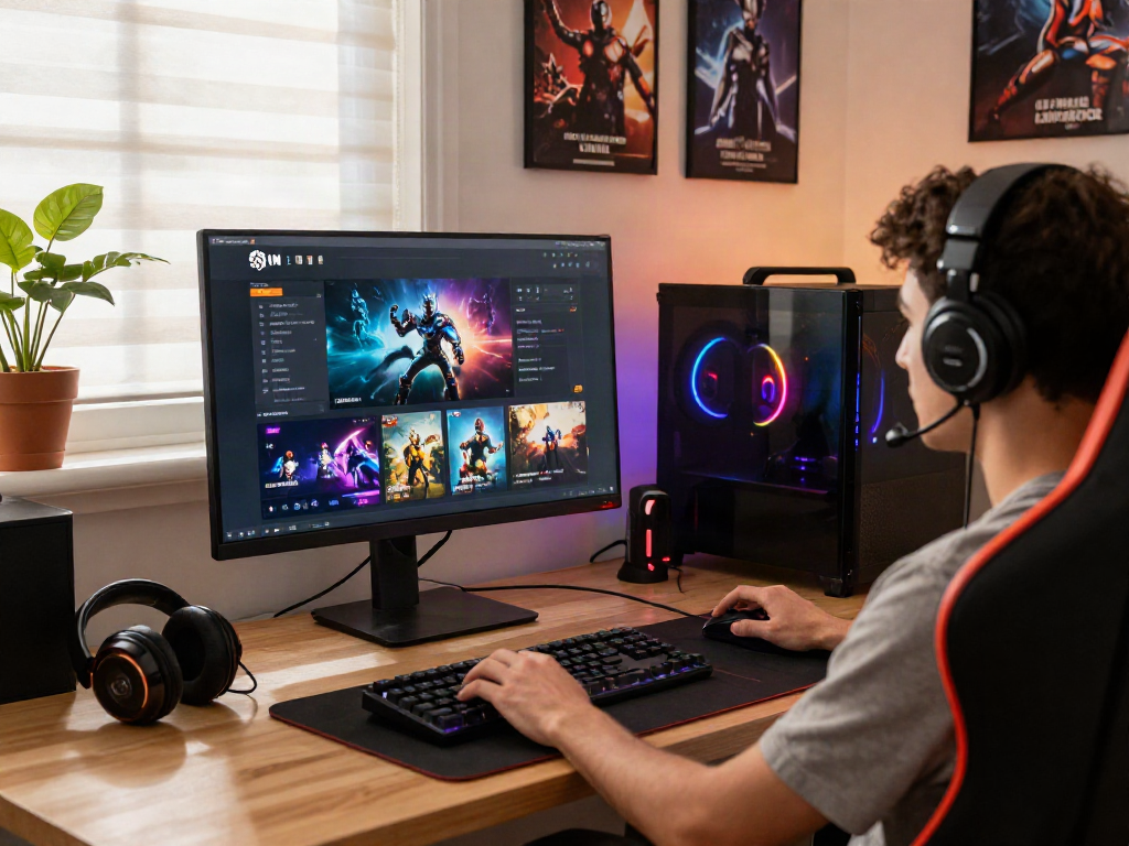 Exciting online gaming experience on DJARUMBOS platform with colorful UI and accessories.