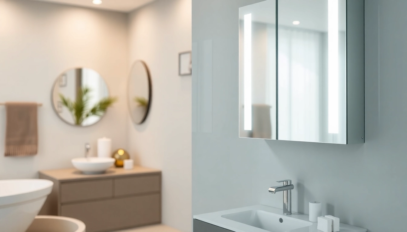 Verschönern Sie Ihr Badezimmer mit einem spiegelschrank mit led Beleuchtung, modernem Design und eleganten Details.