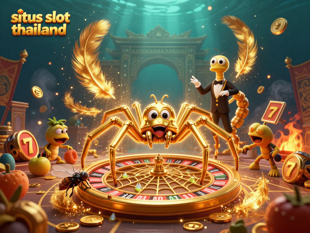 Engage with situs slot thailand in a vibrant 3D casino scene featuring lively characters.