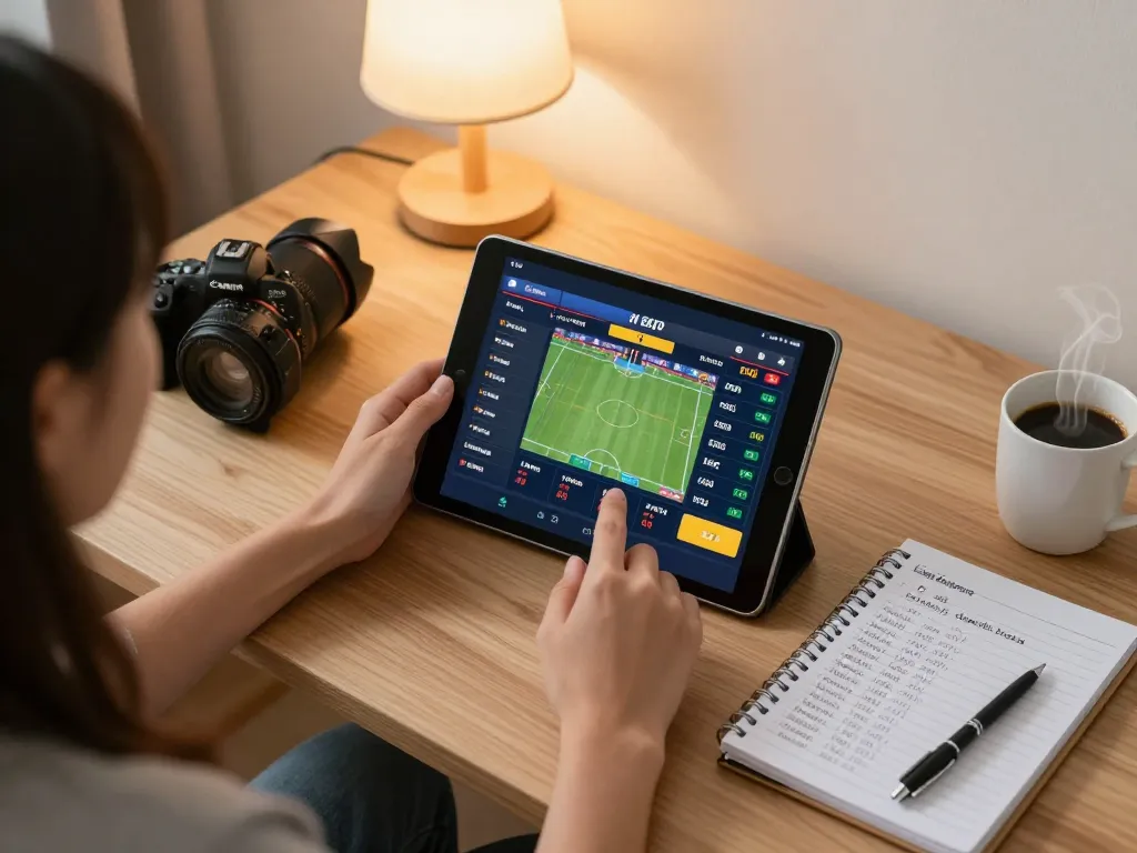 Engaging in live sports betting on fly88 app while using a tablet in a cozy home setting