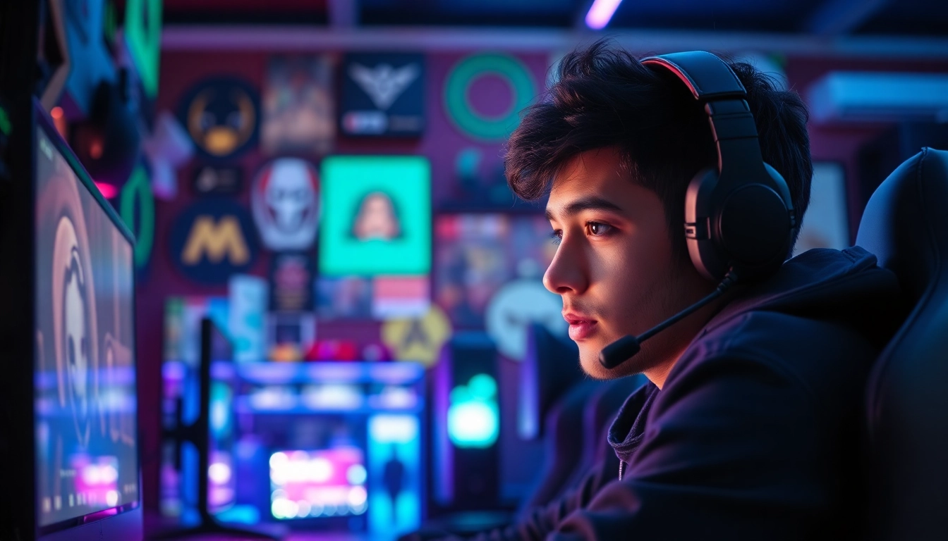 Login ke komengtoto dengan gamer bersemangat dalam suasana gaming yang hidup.