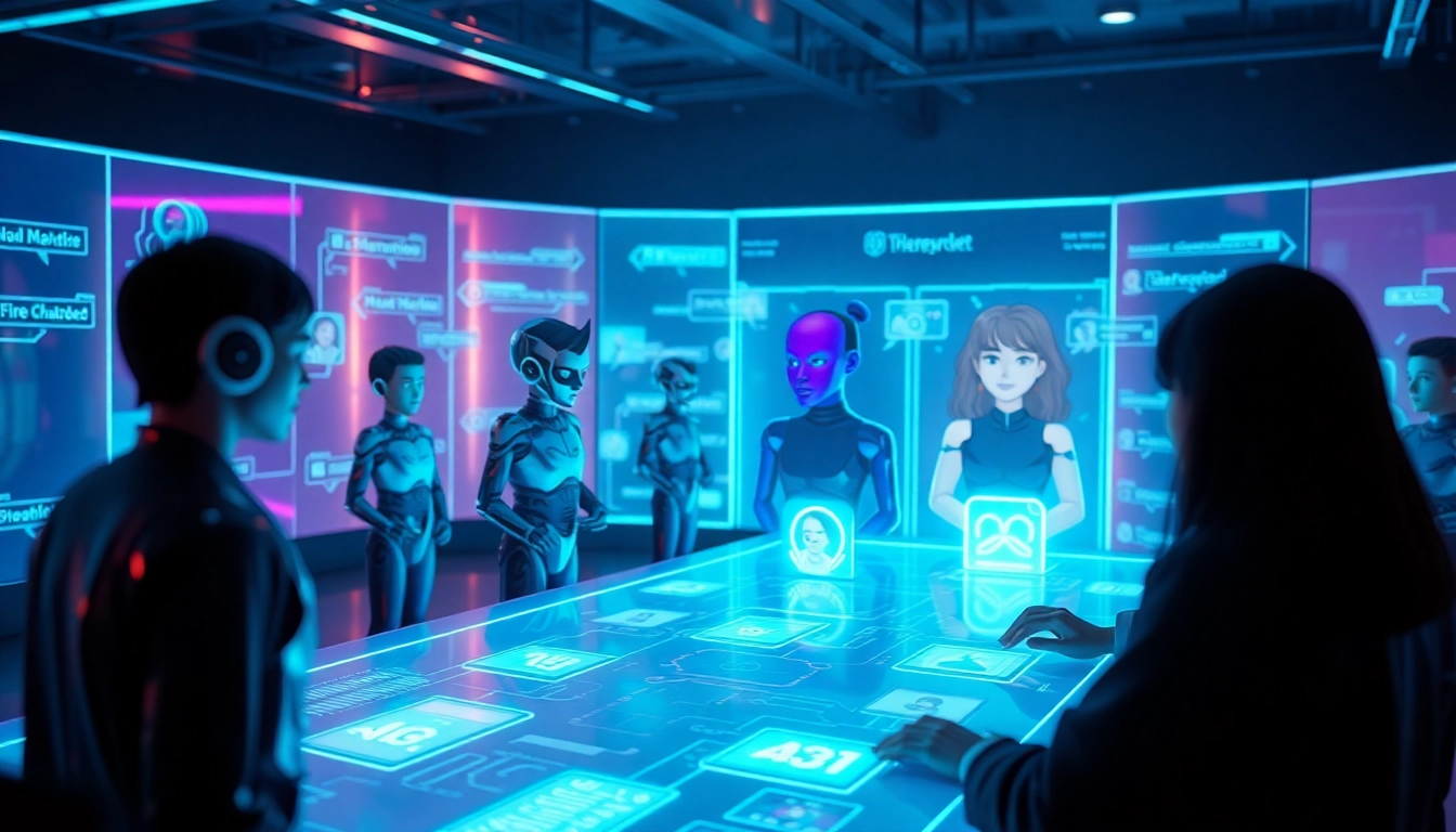 Engaging scene of users interacting with advanced nsfw ai platforms showcasing colorful digital interfaces