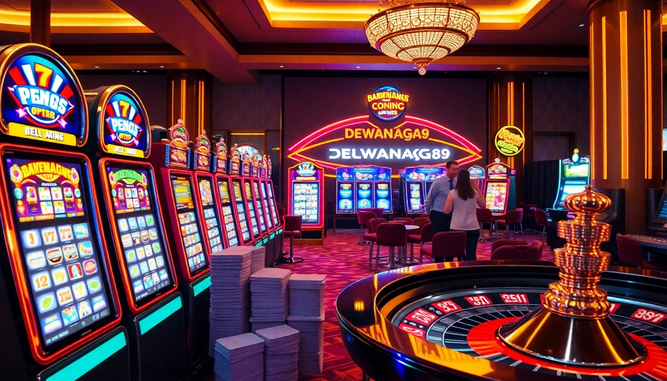 Mesin slot Dewanaga89 bersinar di kasino mewah, menampilkan permainan yang mendebarkan.