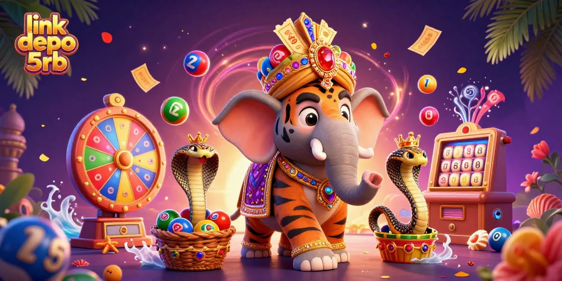 Engage with link depo 5rb and win big, featuring a vibrant casino scene with lucky elements.