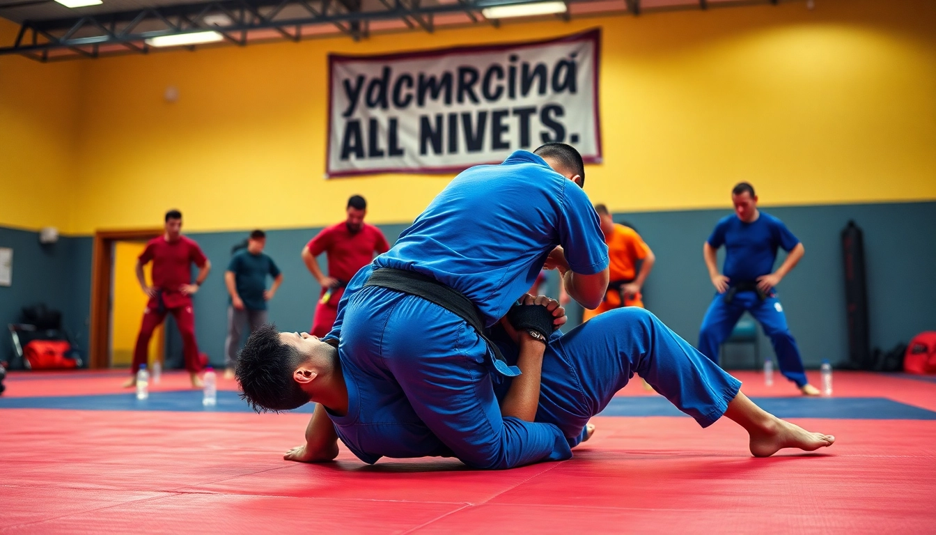Practitioners demonstrating dynamic maneuvers in colorful BJJ rash guard sets, showcasing similar variations.