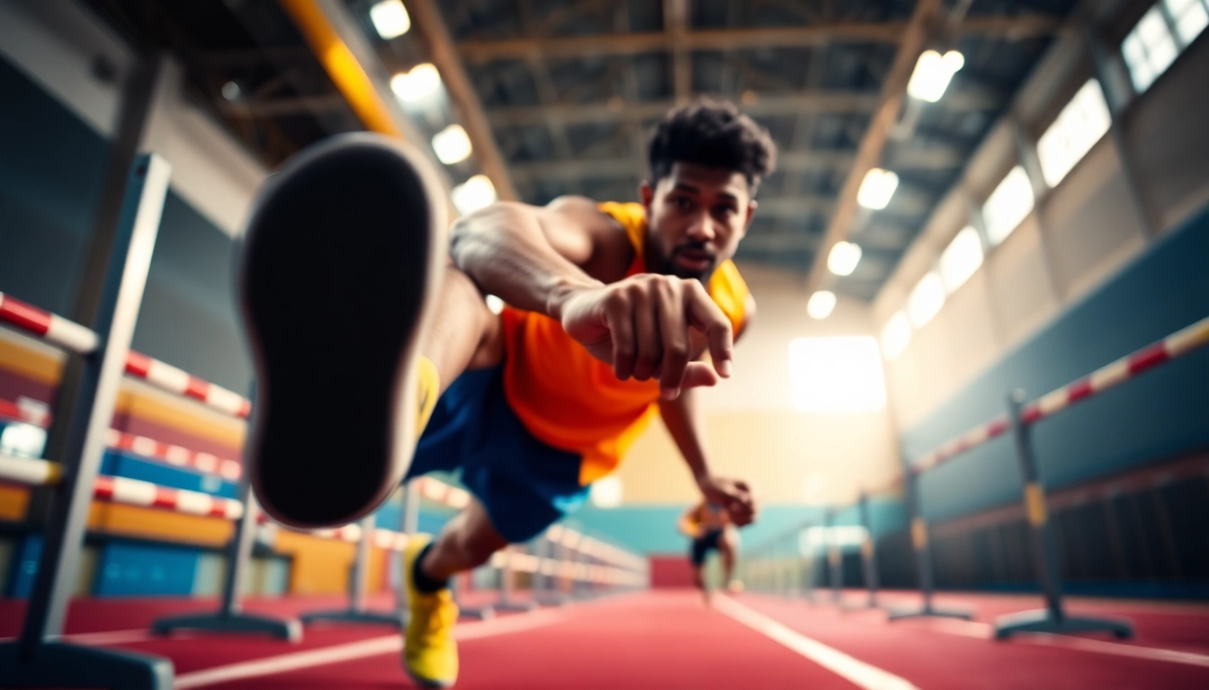Showcase of agility skills in action, highlighting a professional athlete executing swift movements with vibrant sports gear.