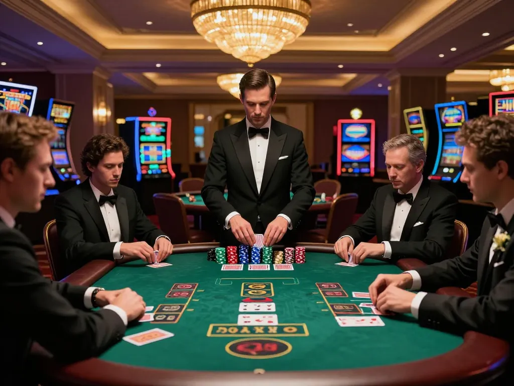 Players engaging in a strategic blackjack game at cm88-t1 casino table, showcasing excitement and chips.