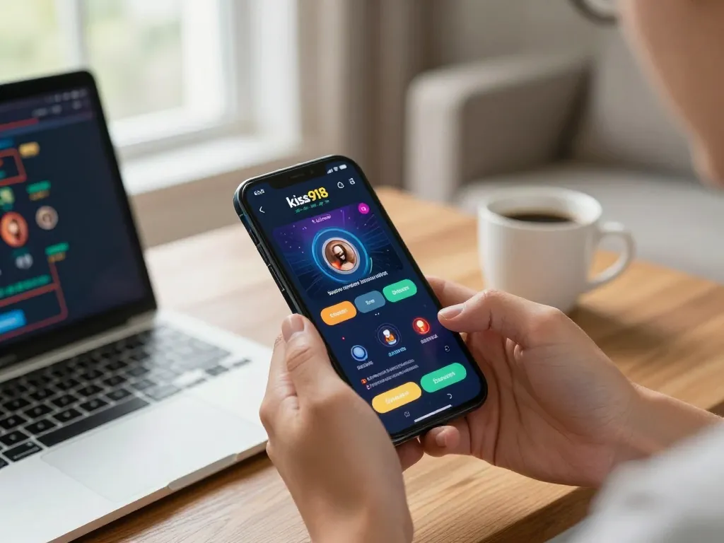 Menggunakan aplikasi muat turun kiss918 di telefon pintar menonjolkan keseronokan permainan kasino mudah alih dalam suasana rumah yang selesa.
