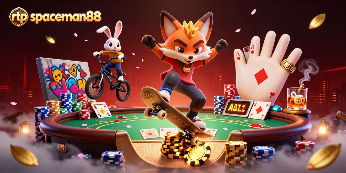 Engage with rtp spaceman88 in a vibrant 3D casino scene, showcasing exhilarating gameplay.