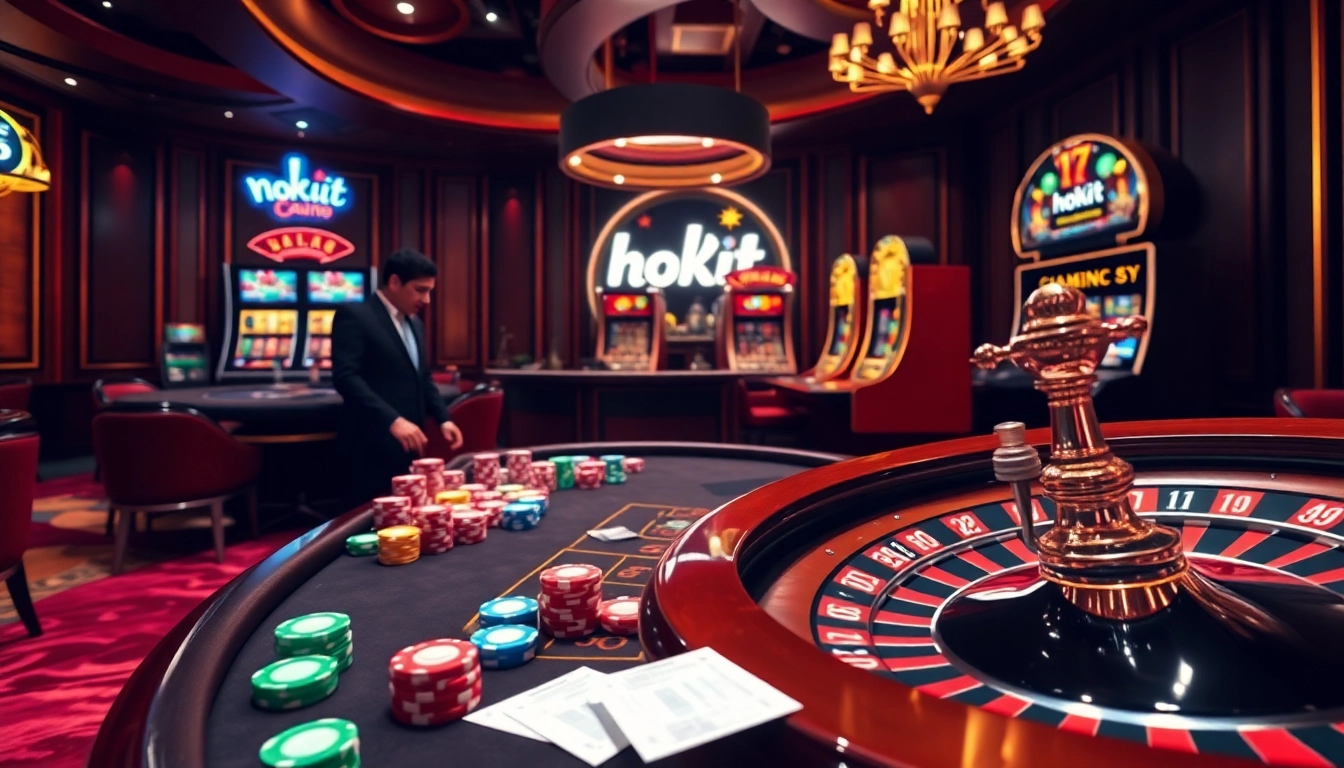 Experience thrilling gameplay on hoki77 with vibrant casino tables and lively slot machines.