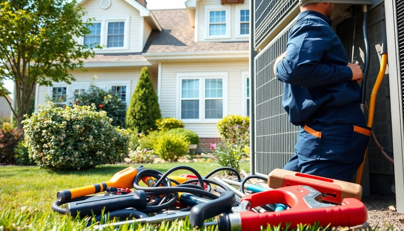 Technician conducting hvac repair bedford ny on an outdoor unit, ensuring quality service.