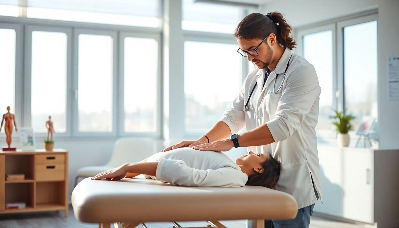 Chiropractor near me providing care in a relaxed clinic setting.