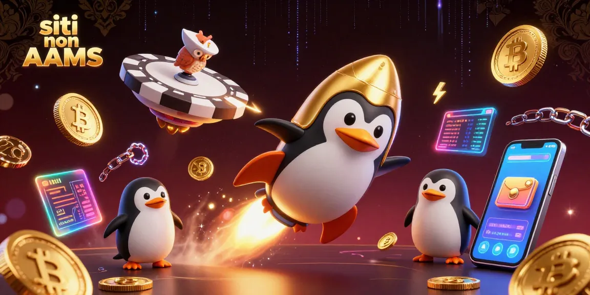 Scopri i siti non AAMS con il pinguino d'oro che vola verso la stazione spaziale del casinò