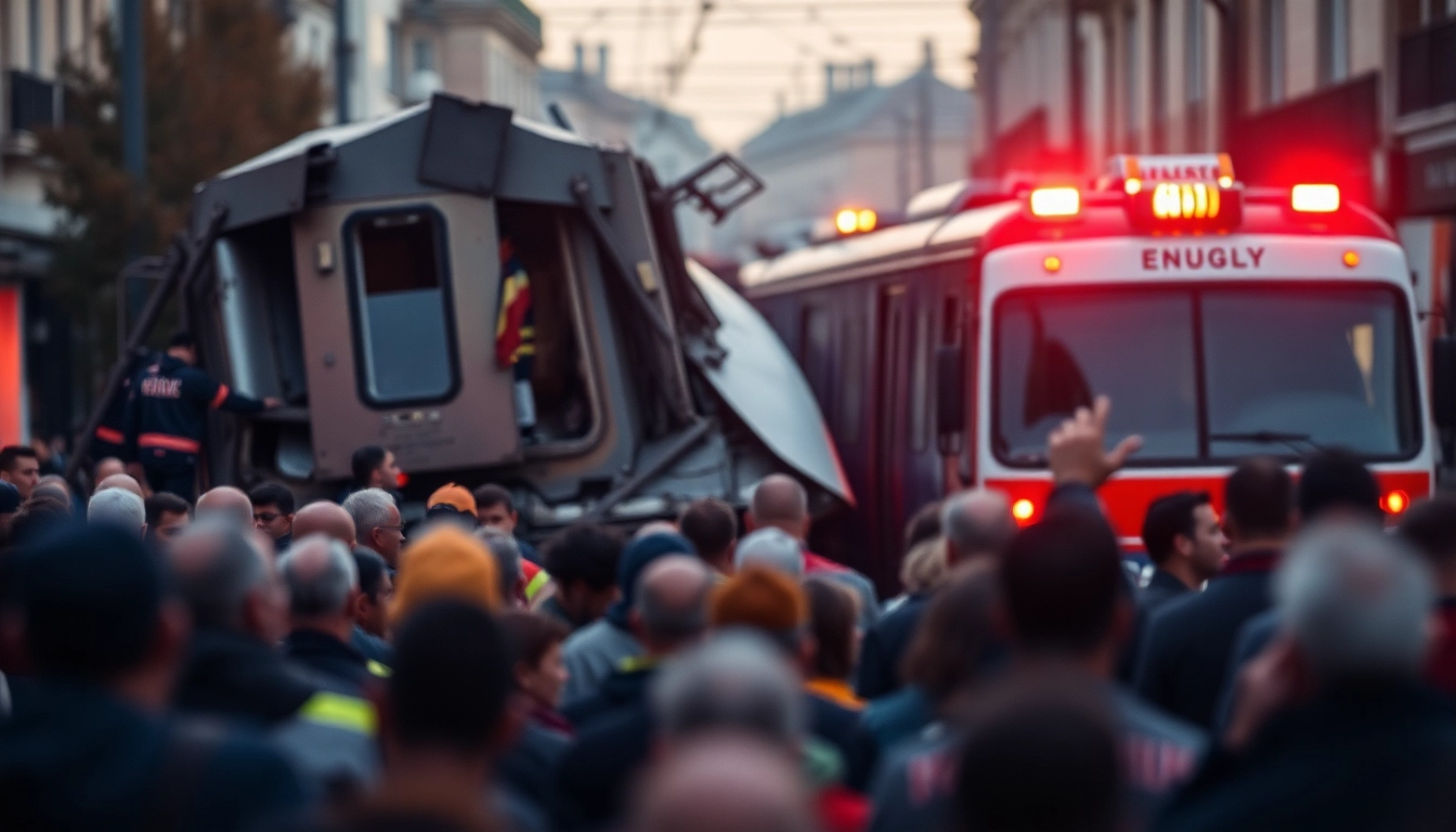 First responders addressing the scene of a spain train crash with urgency and concern.