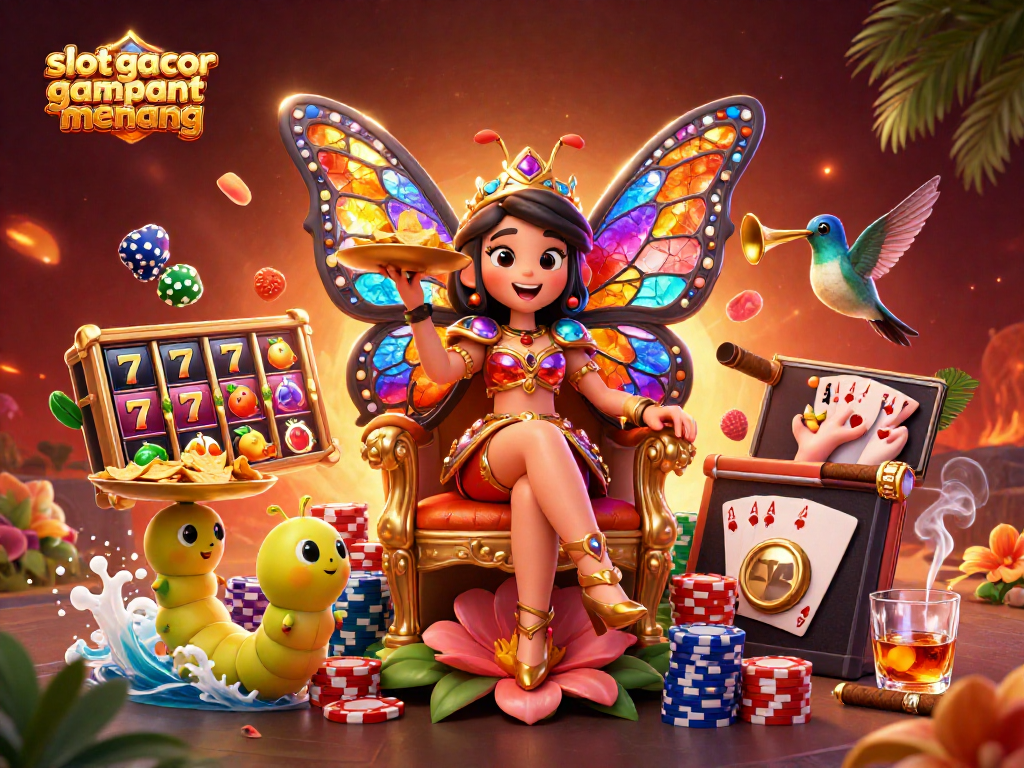 Experience thrilling wins with slot gacor gampang menang in this vibrant casino scene illustration.
