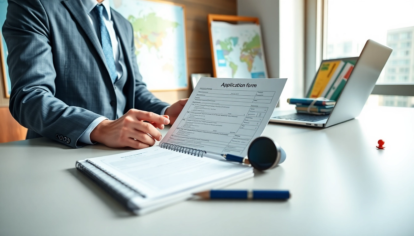Complete the esta application with organized travel essentials and a professional setup.