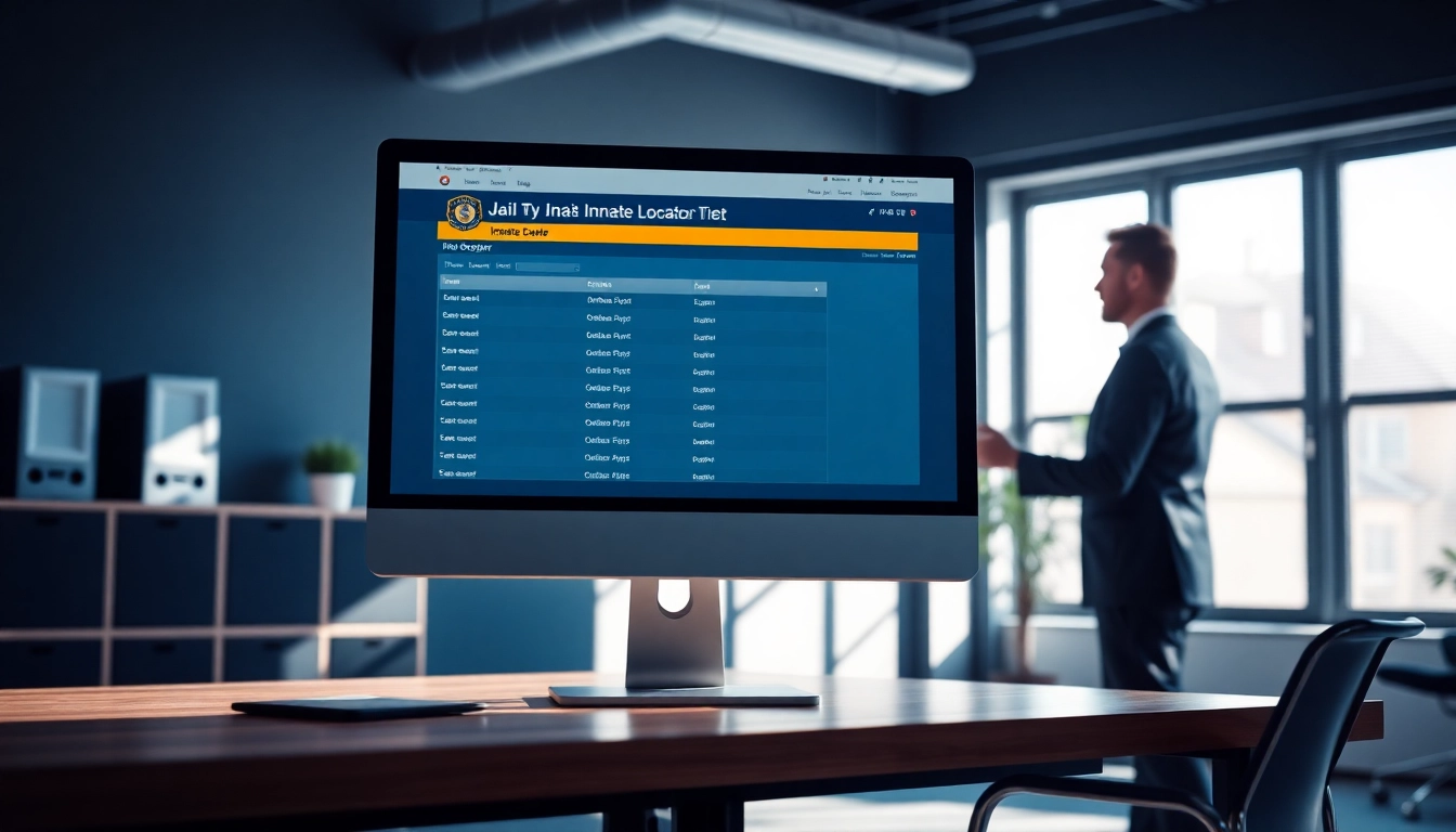 Utilizing the Orange County Jail Inmate Locator on a modern computer in a professional office setting.