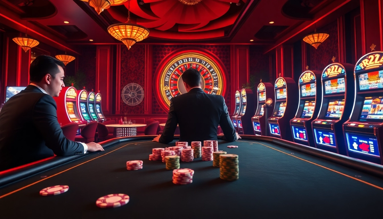 Vivez le frisson du meilleur casino en ligne à une table de poker à enjeux élevés dans un cadre luxueux.