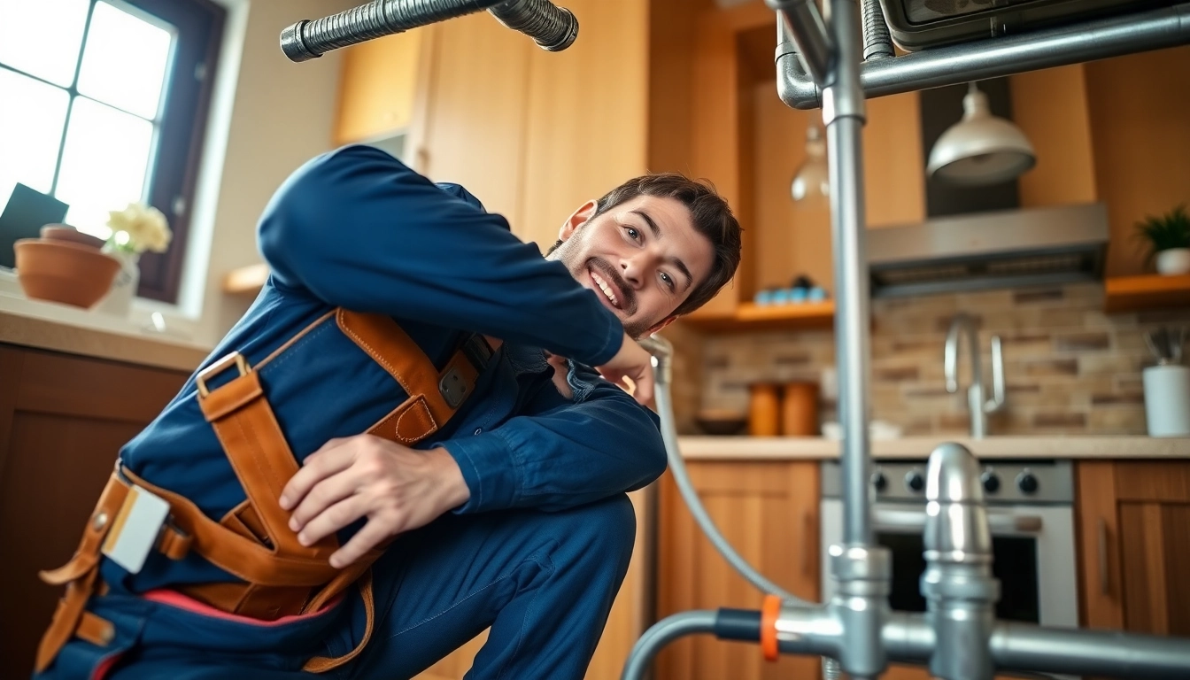 Plumber North Shore repairing pipes in a bright kitchen, showcasing professional expertise.