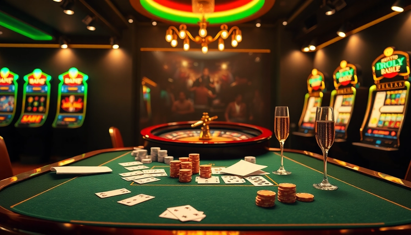 Nonton film indoxxi while enjoying a high-stakes casino scene with cards, chips, and a roulette wheel.