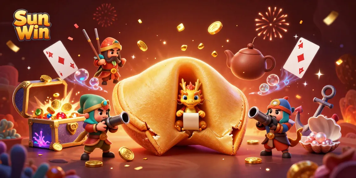 Experience the fortune and excitement at Sun Win with vibrant casino characters and treasures.