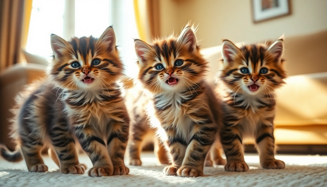 Playful Maine Coon kittens for sale San Francisco in a cozy sunlit living room setting.
