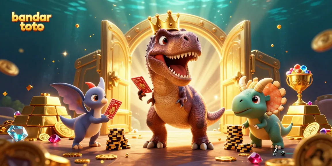 Experience the vibrant world of bandar toto with animated creatures enjoying a card game and stacking chips.