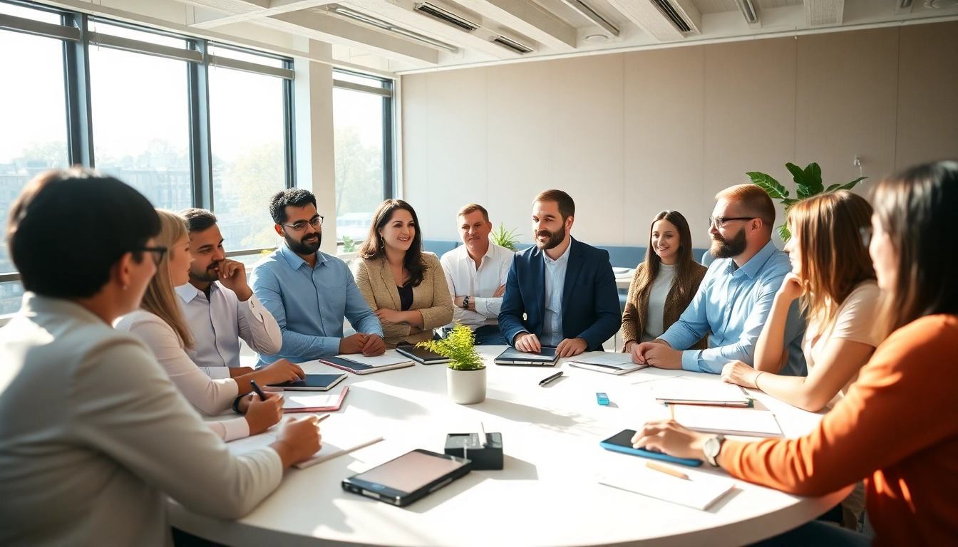 Leaders discussing founder leadership insights in a bright conference room.